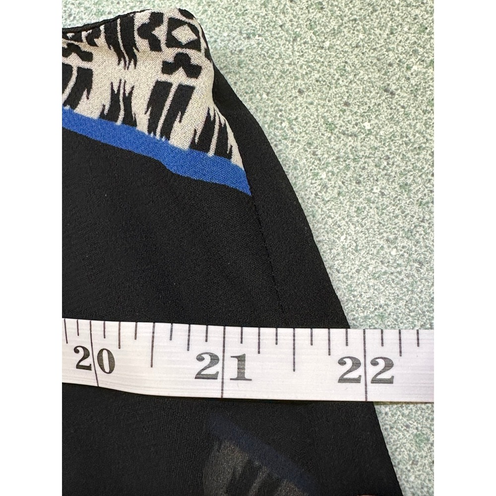DR2 Women Black Mixed Print Halter Dress Crochet Bib Handkerchief Hem Large - Picture 5 of 6